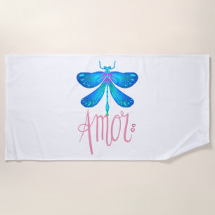 dragonfly heart beach towel