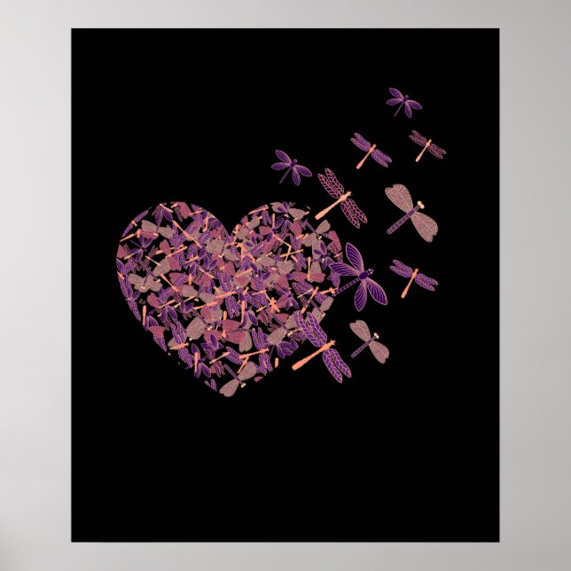 Dragonfly Heart Flying out of Heart Lover Classic Poster (Front)