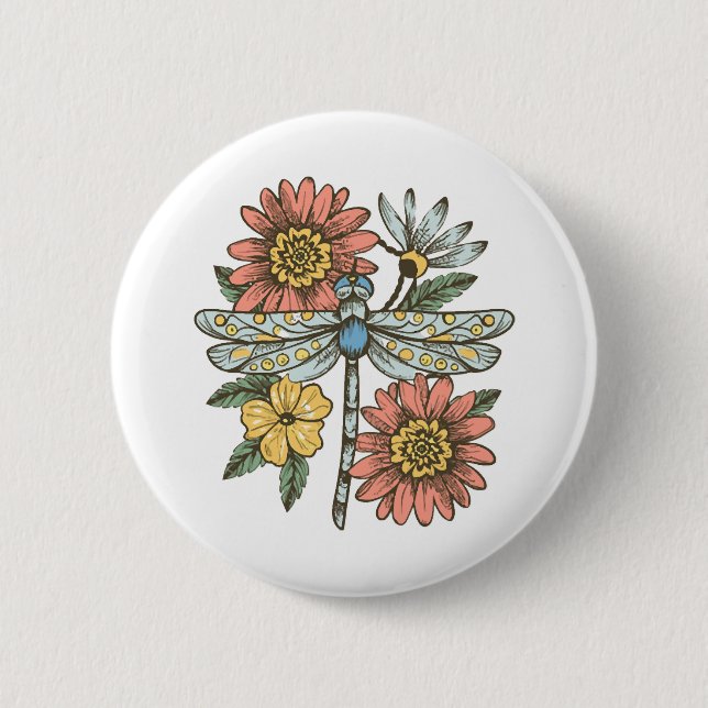 dragonfly heart for women  2 inch round button (Front)