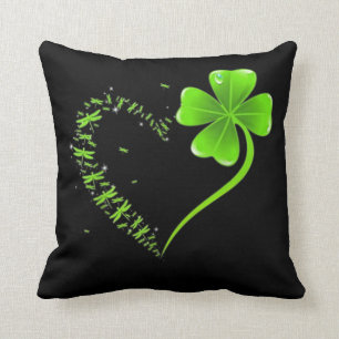 Dragonfly heart irish, Shamrock Heart Clover St Throw Pillow