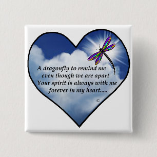 Dragonfly Heart Poem 2 Inch Square Button