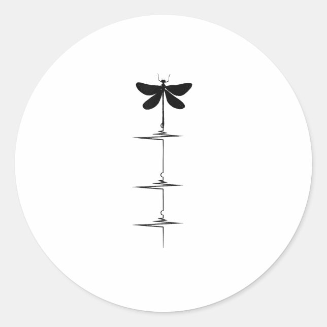 Dragonfly Heartbeat EKG Pulse Nature Insect Dragon Classic Round Sticker (Front)