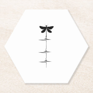 Dragonfly Heartbeat EKG Pulse Nature Insect Dragon Paper Coaster