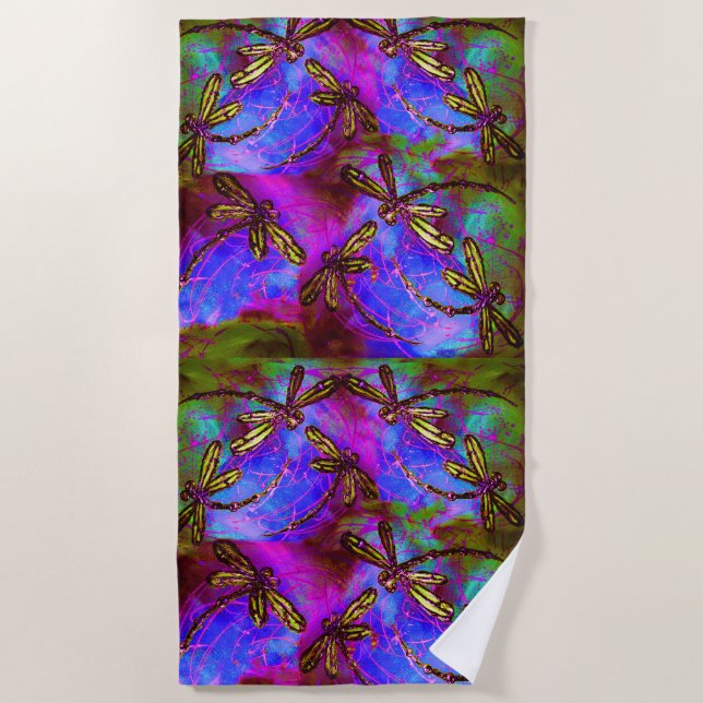 Dragonfly Hippy Flit Beach Towel (Front)