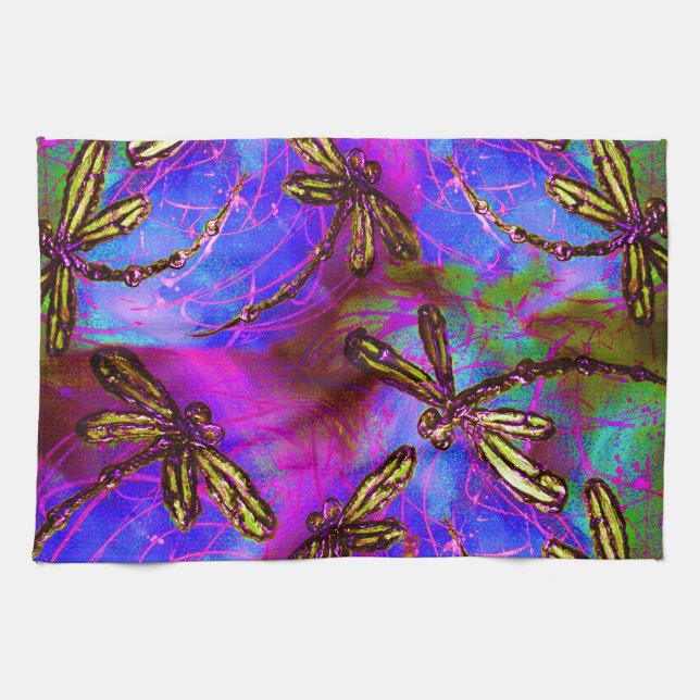 Dragonfly Hippy Flit Kitchen Towel (Horizontal)