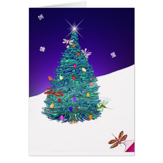 dragonfly holiday tree card