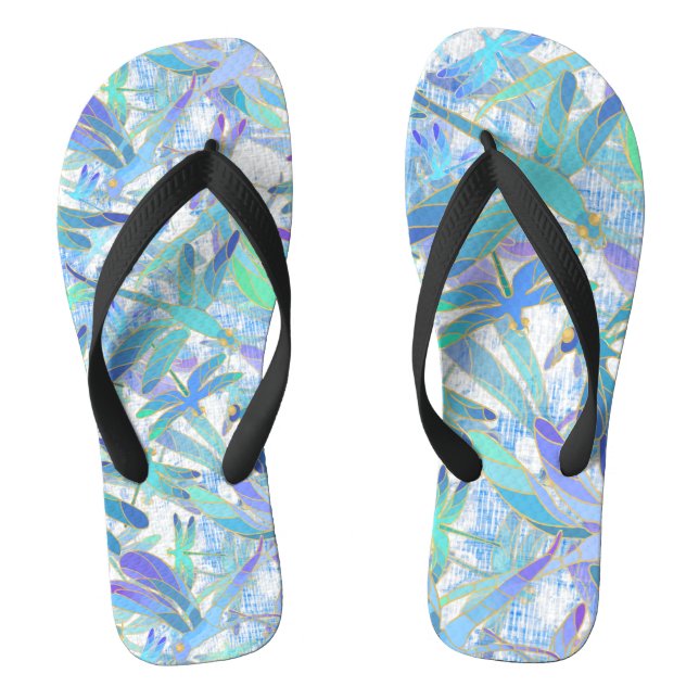 Dragonfly Holiday | White Flip Flops (Footbed)
