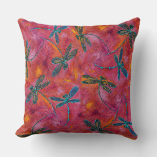 Dragonfly Hot Fuchsia Throw Pillow