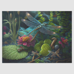 Dragonfly in a Colourful Garden Decoupage Tissue Paper