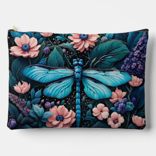 Dragonfly in a flower garden at night accessory pouch