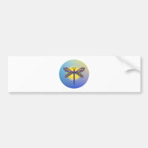 Dragonfly - in blues (round) bumper sticker
