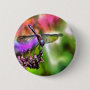 Dragonfly In Green and Blue Realistic Painting 2 Inch Round Button