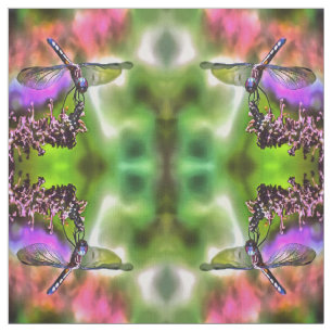 Dragonfly In Green and Blue Realistic Painting Fabric