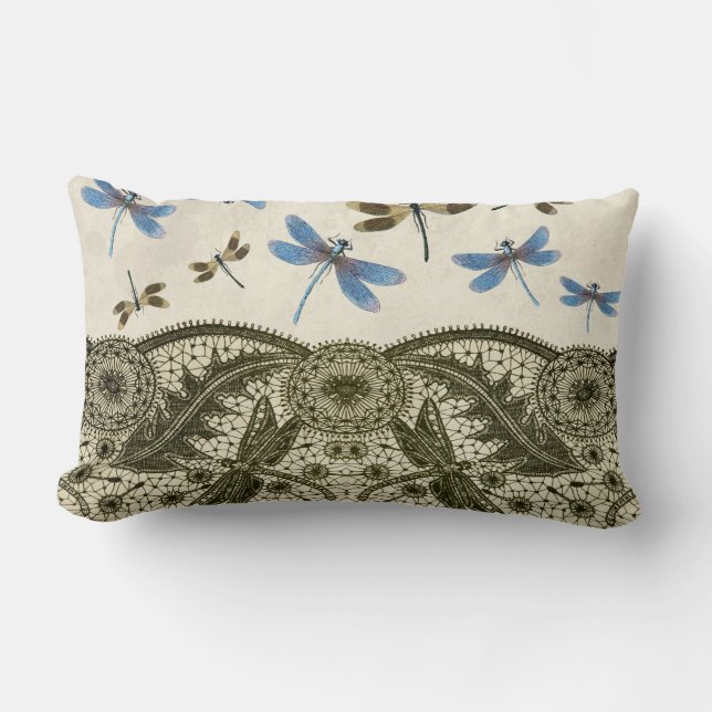 Dragonfly in Lace Lumbar Pillow (Front)