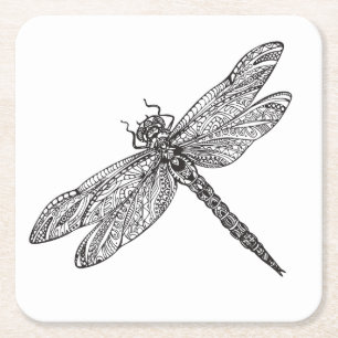 Dragonfly In Style Square Paper Coaster