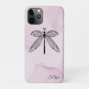 Dragonfly Insect Lover Pink Monogram iPhone 11 Pro Case