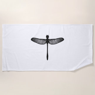 Dragonfly insect minimalist silhouette beach towel