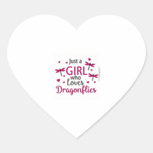 Dragonfly Just A Girl Who Loves Dragonflies T-Shir Heart Sticker