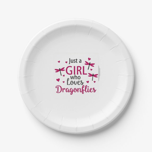 Dragonfly Just A Girl Who Loves Dragonflies T-Shir Paper Plate (Front)