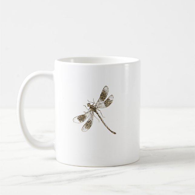 Dragonfly Leopard Print Swarm Nymph Animal Lover W Coffee Mug (Left)