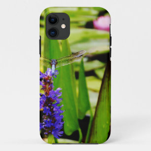 Dragonfly lotus and purple flower iPhone 11 case
