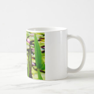 Dragonfly lotus and purple flower coffee mug