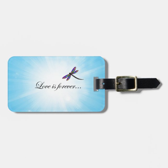 Dragonfly  "LOVE is Forever" Luggage Tag (Front Horizontal)
