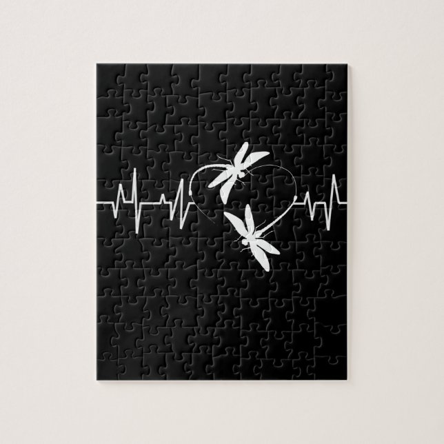 Dragonfly Lover Gift| Funny Dragonfly Heartbeat Jigsaw Puzzle (Vertical)