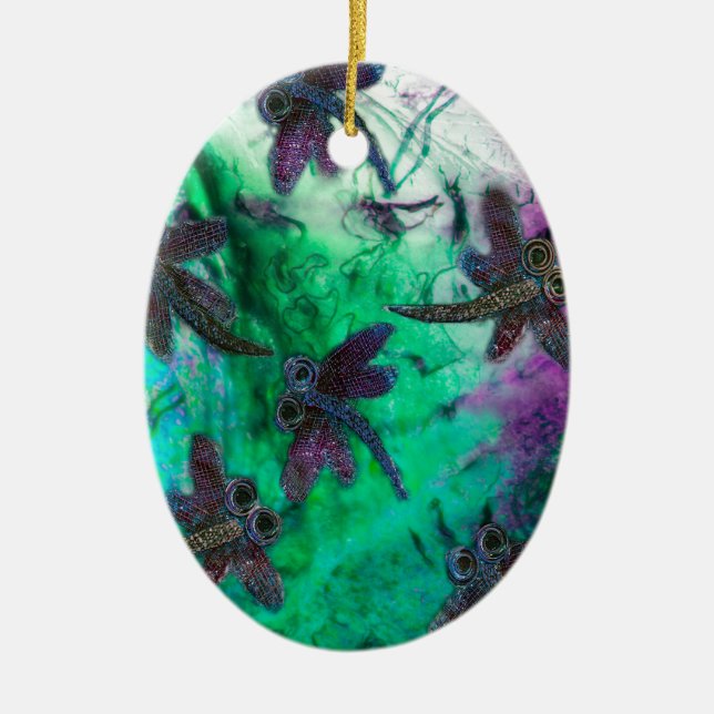 Dragonfly Magic Ceramic Ornament (Front)