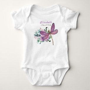 Dragonfly Make A Wish Purple NAMED New Baby Gift Bodysuit