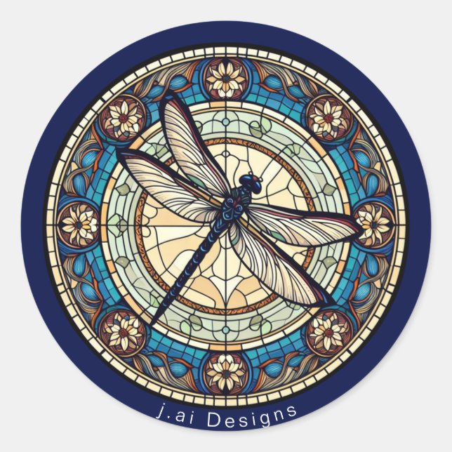 Dragonfly Medallion Classic Round Sticker (Front)