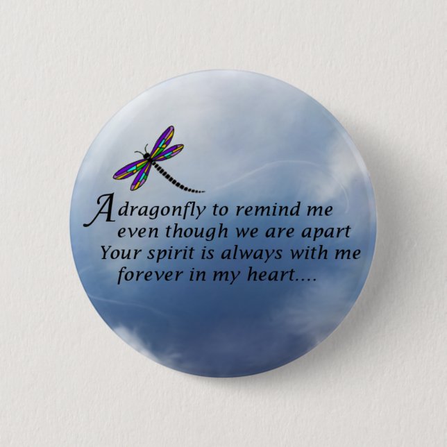 Dragonfly  Memorial Poem 2 Inch Round Button (Front)