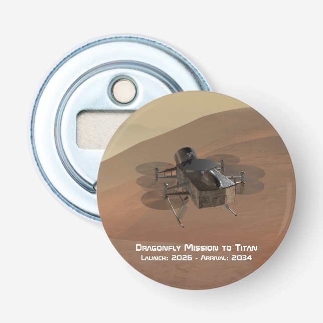 Dragonfly Mission to Titan Bottle Opener (Front)
