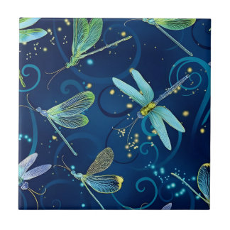 dragonfly modern floral pattern tiles