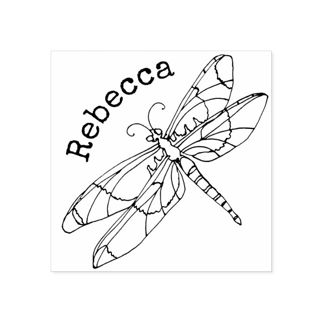 Dragonfly Monogrammed Name Rubber Stamp (Imprint)