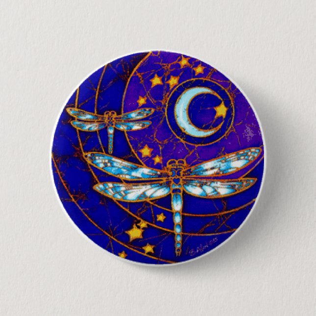 dragonfly moon 2 inch round button (Front)