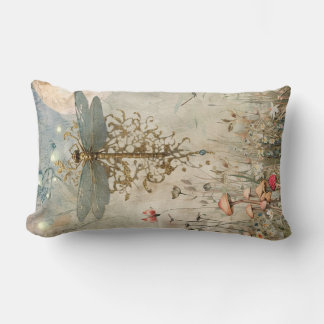 Dragonfly Moonlight in the Fairy Garden  Lumbar Pillow