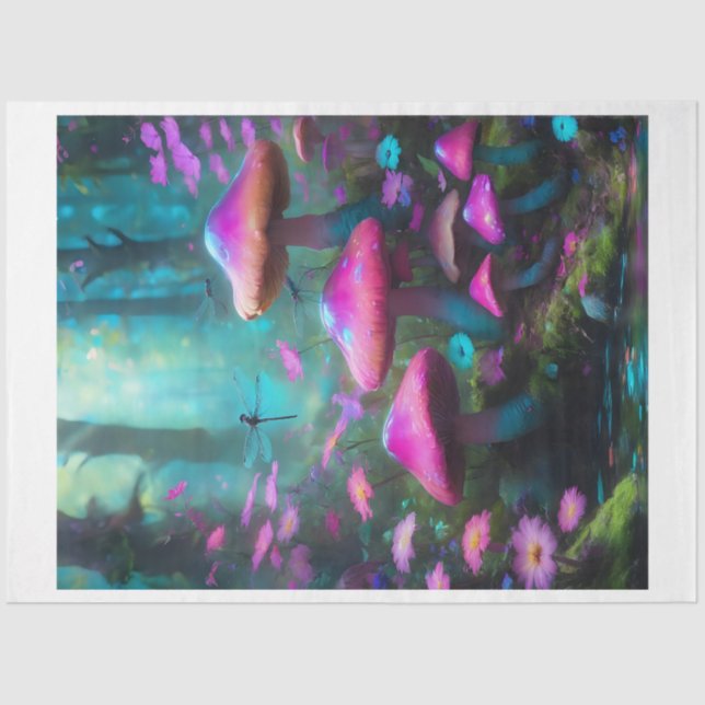 Dragonfly Mushroom Forest Tissue Paper (Front)