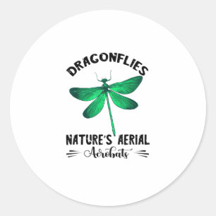 Dragonfly Nature Insect Nature's Aerial Acrobat Dr Classic Round Sticker