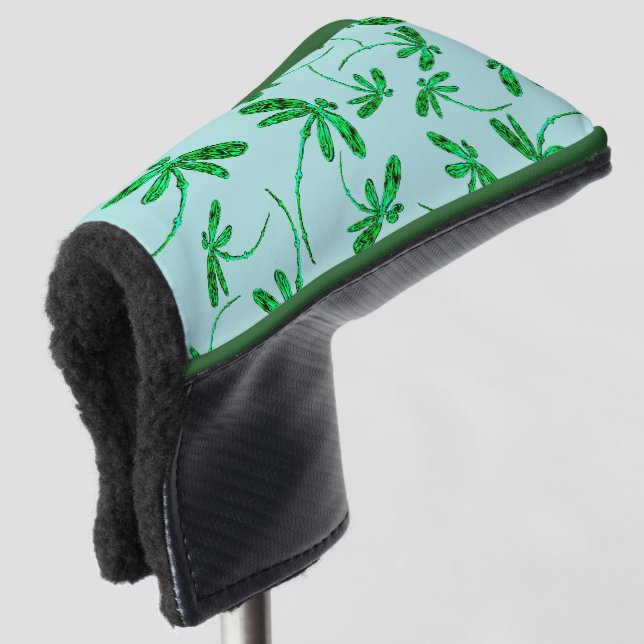 Dragonfly Neon Green Golf Head Cover (3/4 Front)
