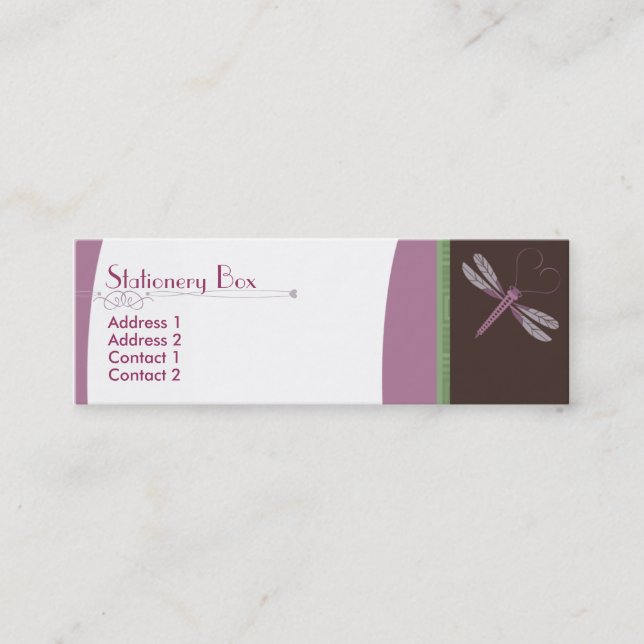 Dragonfly 'Neopolitan' Skinny Mini Business Card (Front)