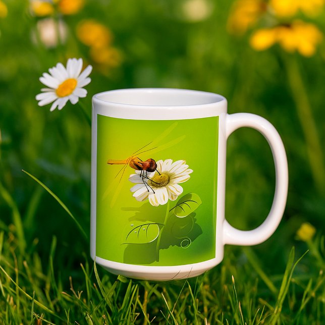 Dragonfly On A Flower Coffee Mug (Creator Uploaded)