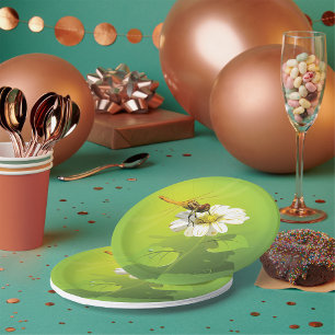 Dragonfly On A Flower Paper Plates