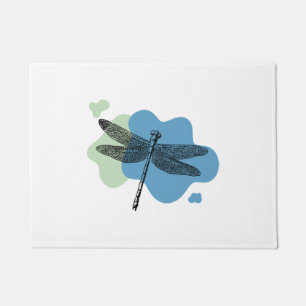 Dragonfly on color blobs - Vintage Illustration Doormat