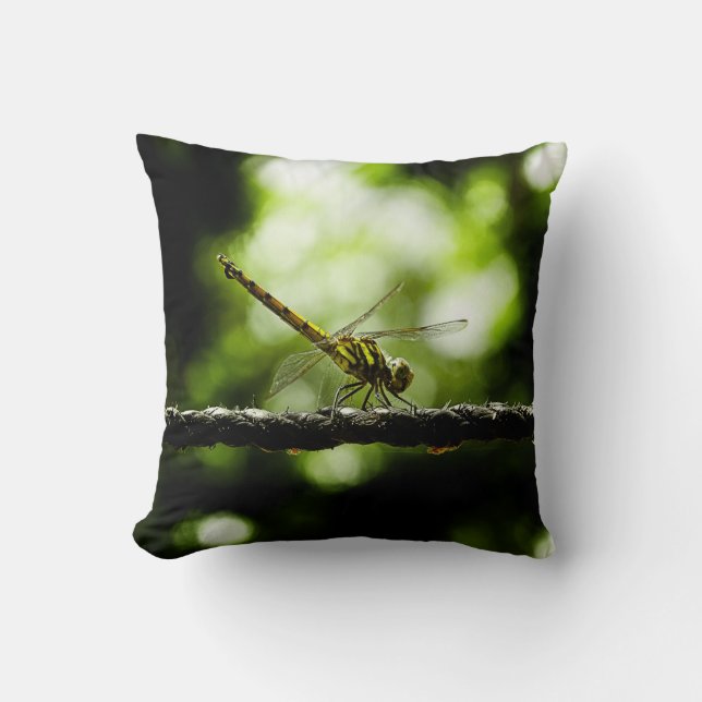 Dragonfly on green - Coussin (Recto)