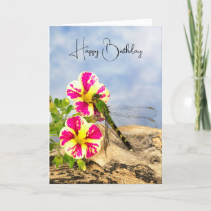 Dragonfly On Petunia Birthday Card