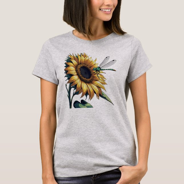 DRAGONFLY ON SUNfLOWER T-Shirt (Front)