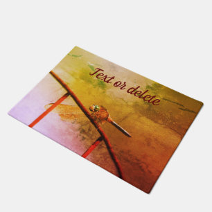 Dragonfly On Wire Fence Abstract Personalized Doormat