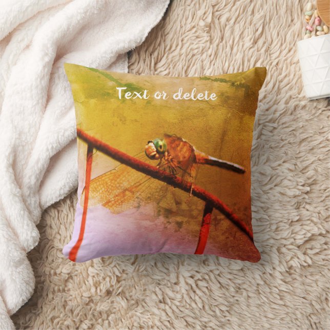 Dragonfly On Wire Fence Abstract Personalized Throw Pillow (Blanket)
