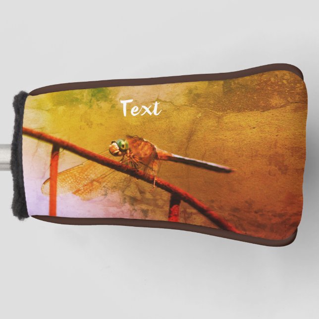 Dragonfly On Wire Fence Art Personalized   Golf Head Cover (Front)